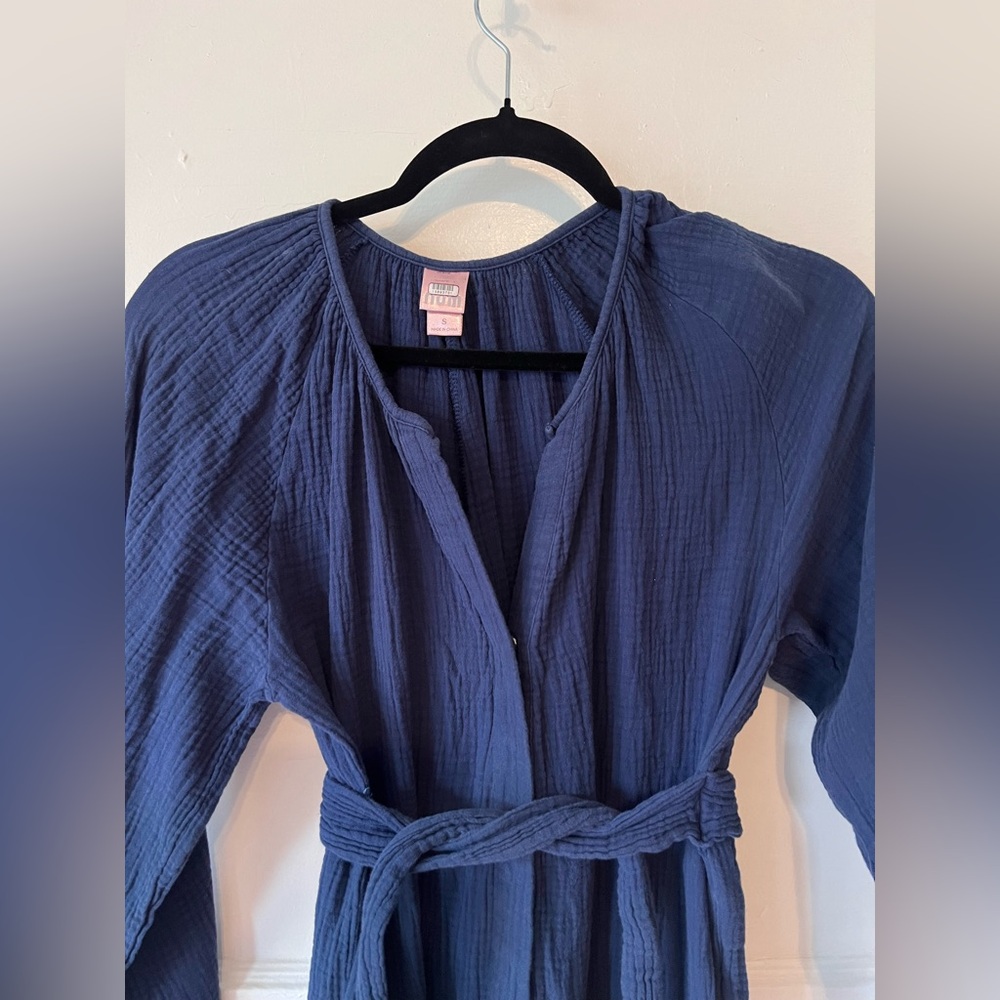 NOM ($128 retail) Navy Blue Maternity Jumpsuit 100% cotton super soft size small - Picture 3 of 8
